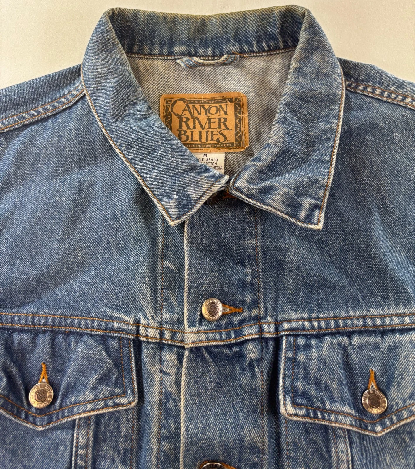Vintage 90s Sears Canyon River Blues Denim Jacket Mens Sz Medium 100% Cotton image 8