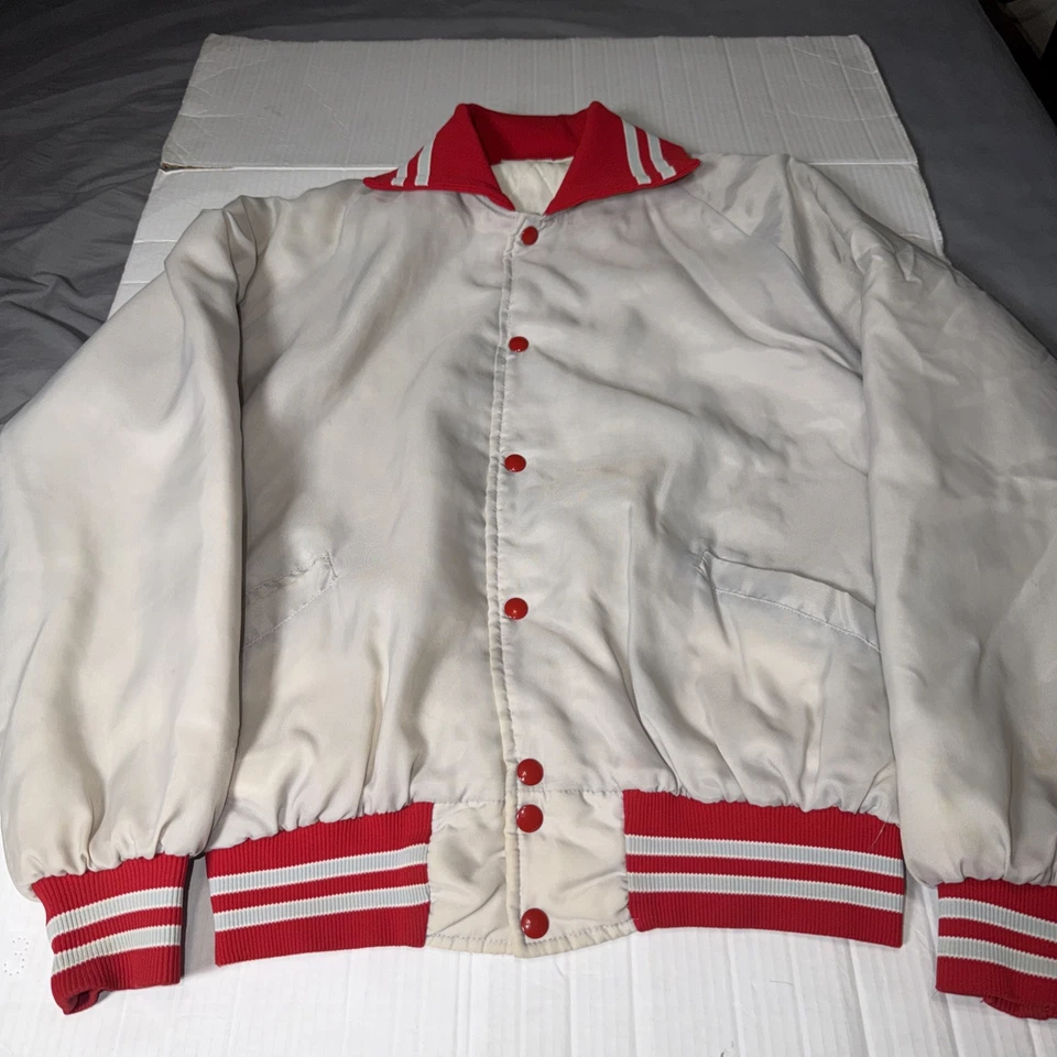 Vintage Ohio State Buckeyes Varsity Bomber White Sewn Back Size M/L - READ - Image 3 of 4