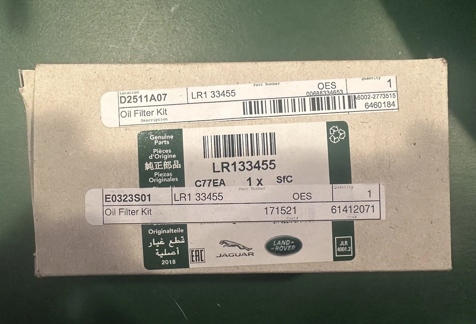 Filtro de aceite motor Land Rover LR133455 nuevo en caja OEM Foto 2 de 2