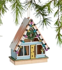 World Market 2024 Laser Cut Wood Mid Century A Frame House Ornament Retro NEW