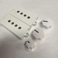White Pickup Covers for Fender P Precision Bass with Matching Knobs USA Mexico