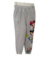 New Disney Kids 11/12 Gray jogger Sweatpants Mickey Minnie Graphic Pockets ZZ2