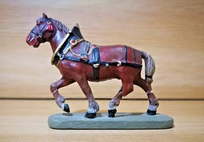 Vintage Auenland Arbeitspferd Komposition Elastolin Linoel deutsche Tierfigur