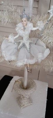 KURT ADLER- NUTCRACKER SUITE WHITE & SILVER SNOW QUEEN BALLERINA ORNAMENT-2026