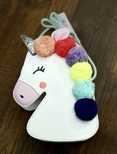 CAT & JACK White Unicorn Rainbow Pom-Pom Mane Child’s Crossbody Bag NEW