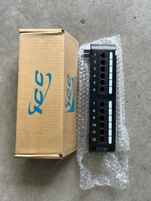 New ICC Patch Panel ICMPP12V5E 12-Port Cat5e 110 Wall Mount Network Ethernet