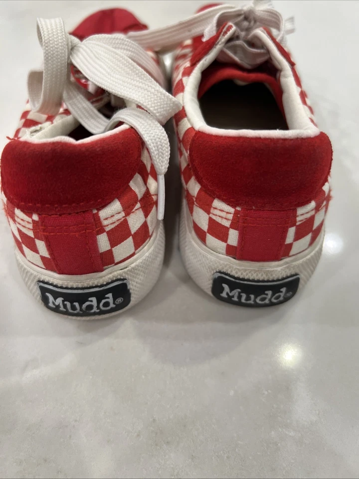 Mudd Red Checkered Sneakers Women’s Size 8 Canvas Lace Up Retro Style Shoes - Image 3 of 4