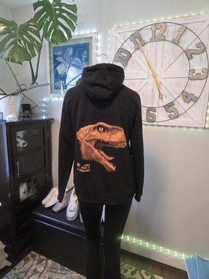 Jurassic Park Hoodie Sweatshirt Mens M Black Zip Up Universal Studios Let Em Out