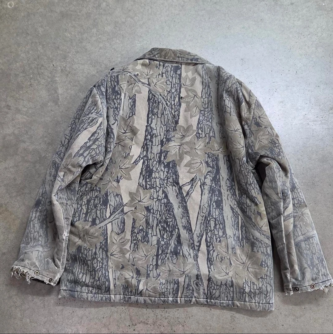 VTG 90s Mossy Oak Treestand Camo Jacket Mens Medium 3 Pocket Field Hunting Coat - product detail image 2