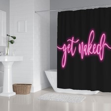 70x70 inches Get Naked Shower Curtain Set Funny Quote Durable Waterproof Poly...