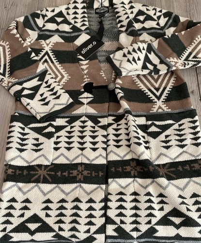 Oliver.O Womens Cardigan Aztec Print Anthropologie Western Southwest Large NWT - Picture 1 of 10