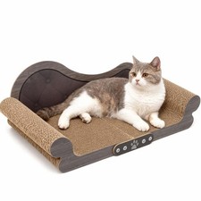 26.6 Inch Sofa Shaped Cat Scratching Board Extra Large Scratcher Bed Wood Color