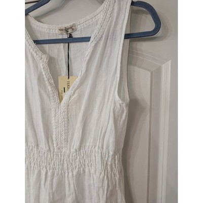 Terzo Millennio White Pure Linen Maxi Dress Made in Italy Smocked Waist  Medium | eBay