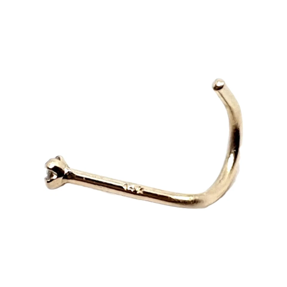 Diamante Oro Nariz Stud 14ct Oro 1.5mm 20g (0.8mm) Garra Set Rizo Cuerpo Joyería - Imagen 2 de 4