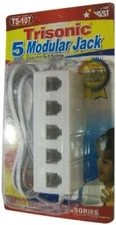 Trisonic 5 Outlet Modular Jack TS-107 Off-white Telephone Line Splitter Plug-in
