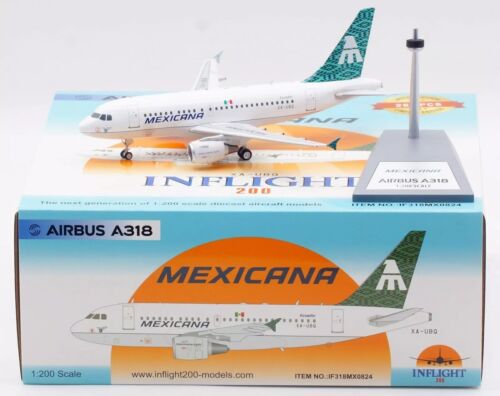 INFLIGHT200 MEXICANA AIRBUS A318-111 W/STAND 1:200 IF318MX0824 IN STOCK