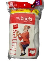 NEW VINTAGE HANES 7 PACK BOYS BRIEFS UNDERWEAR USA MADE SIZE 10 2005 SEALED