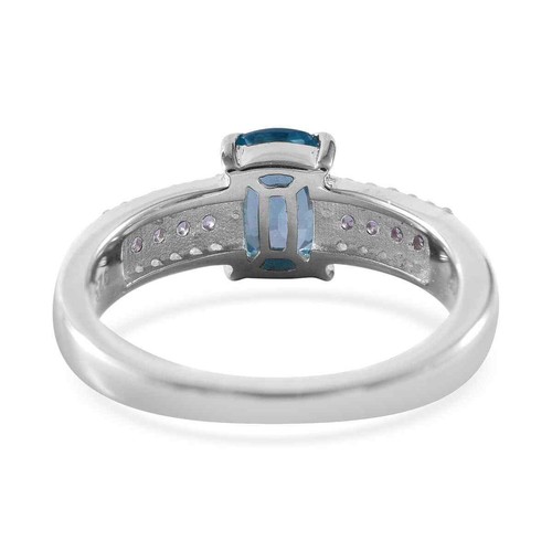 Gorgeous!! 1.50ctw Blue Zircon, Pink Sapphire, Moissanite Platinum Plated Size 9 - Picture 4 of 5