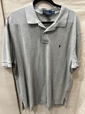 Polo By Ralph Lauren Polo Pony Shirt Gray Cotton Men's Size 2XL XXL Made In USA