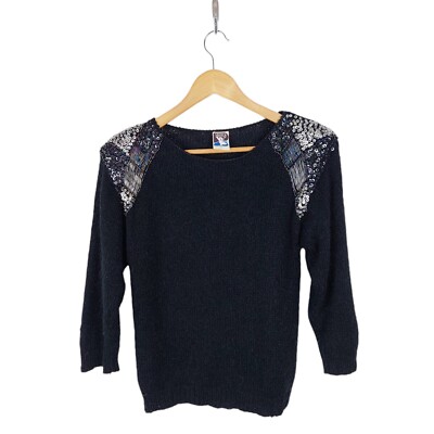 C&A Yessica Vintage 80s Embellished Knit Jumper Size 10
