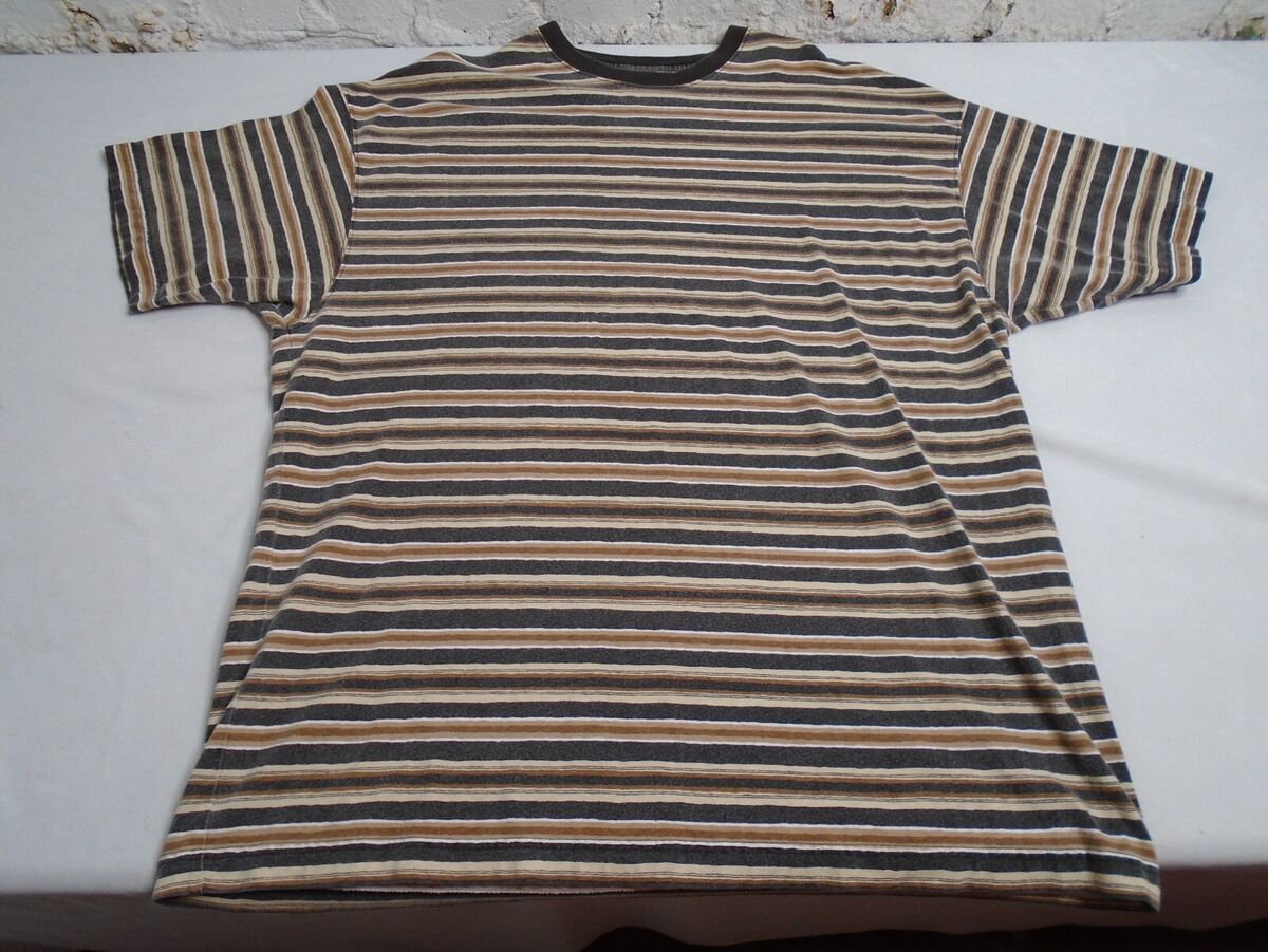 Vintage 1990s Y2K GAP Striped T Shirt Tan Heavyweight Men's Vintage 1990s Y2K GAP Striped T Shirt Tan Heavyweight Men's