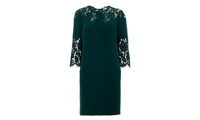 Whistles Olga Lace Insert Shift Dress Green UK 8 RRP 150 JS9 FF 10 | eBay