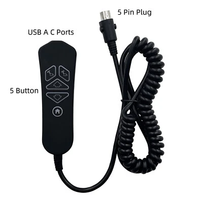 KARIWUST Lift Chair Power Recliner 5 Button 5 Pin Remote Hand Control with USB A C Ports