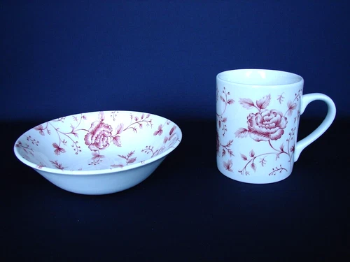 Queen's ROSE CHINTZ RED Coffee Mug & Cereal Bowl Set - Multiple Available