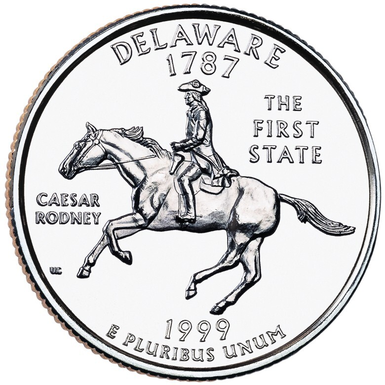1999 P Delaware State Quarter Cent Coin From US Mint 25 Cents