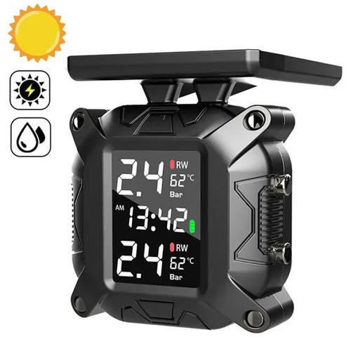 Motorcycle Solar Power Tire Pressure Monitor Real Time Monitoring System Sensor
