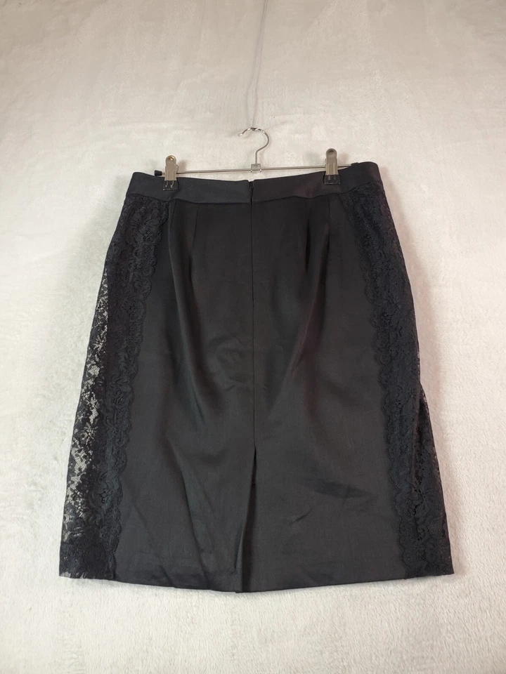 Falda Ann Taylor Línea A Mujer Pequeña 4P Negra Encaje Forrada Rayón Ventilada Cremallera Trasera Foto 2 de 4