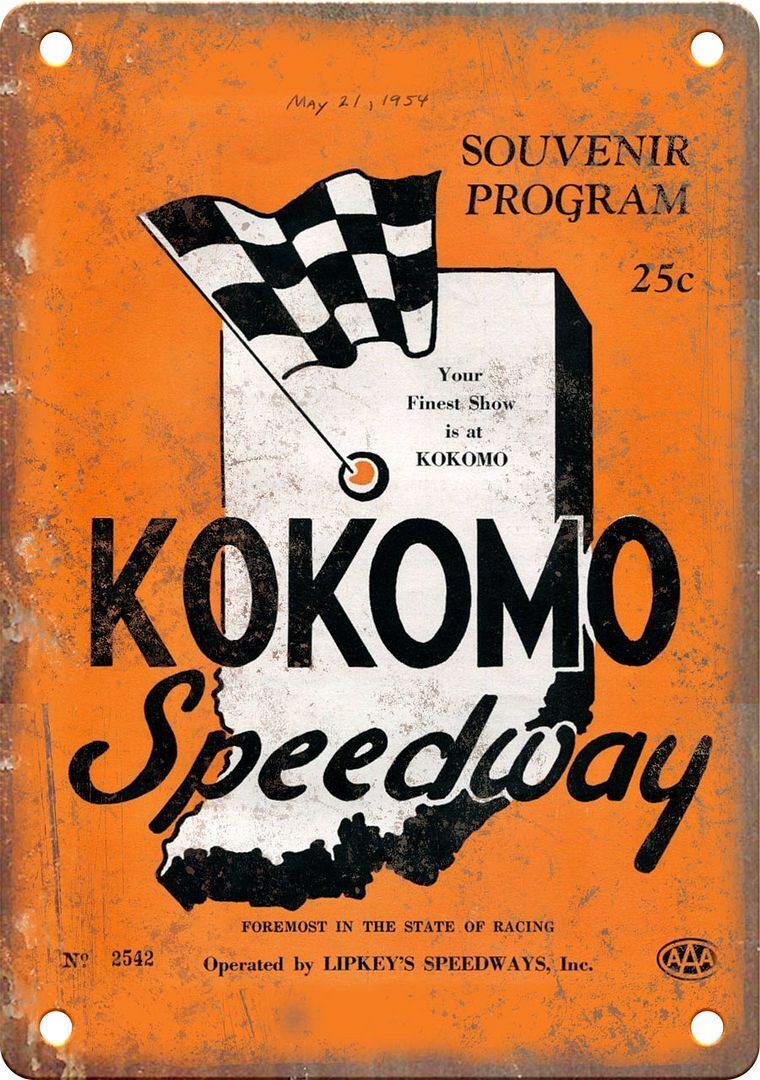 アンティーク雑貨 Vintage Sign Board Kokomo Speedway Vintage Racing Program Reproduction Metal Sign