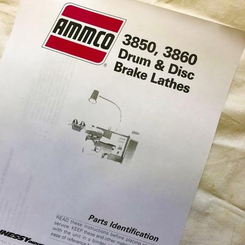 Ammco Parts Identification Manual 3850 3860 Drum & Disc Brake Lathes eBay