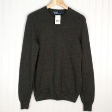 Polo Ralph Lauren Mens Pullover Sweater Gray Crew Neck Waffle Knit S New