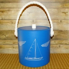 1980s Sailing Nautical Bar Ice Bucket Rope Handle w/ Lid Specialties Unlimited