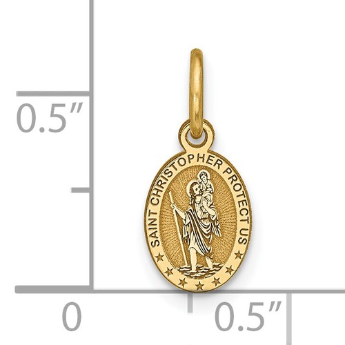 Avariah 10k Yellow Gold Solid Satin Polished St. Christopher Pendant - 15mm - 第 4/5 張圖片