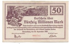 50 milionów marek Ravensburg Notgeld 1923 (2+)