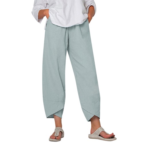 Summer Womens Ladies Cotton Linen Baggy Casual Harem Pants Trousers Plus Size - Picture 19 of 36