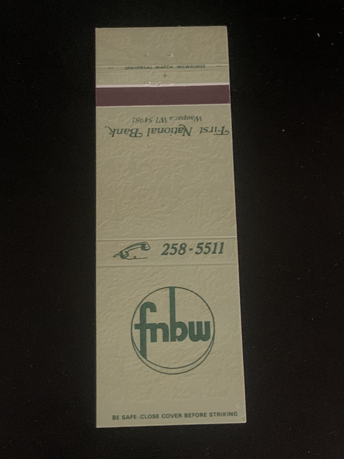 Vintage Wisconsin Matchbook “First National Bank” Waupaca eBay