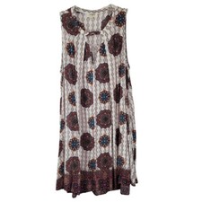 Umgee Gypsy Boho Sleeveless Short Dress Womens Size Small Keyhole Front Pleated