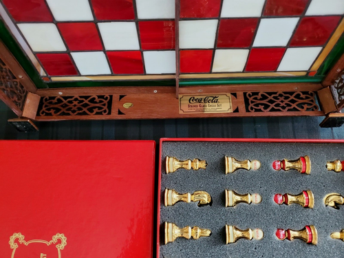 Coca Cola Vintage Buntglas Schachspiel 24K Gold von der Franklin Mint fr 1996 - Bild 24 von 24