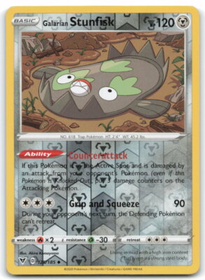 Galarian Stunfisk #125/185 Vivid Voltage Uncommon Reverse Holo - LP Pokemon 4H1