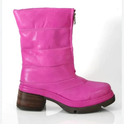 $450 A.S. 98 EDWIN MOON PUFF BOOT FUCHSIA PINK BARBIE PLATFORM LEATHER 38 (DB10)