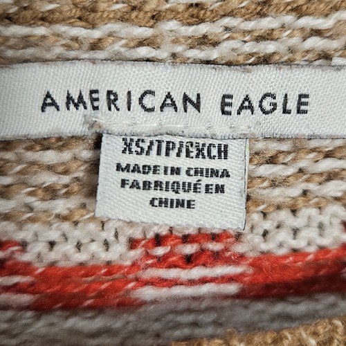 American Eagle Fair Isle Crew Neck Sweater Size XS Cabincore Cotton Relaxed Fit - Picture 12 of 15