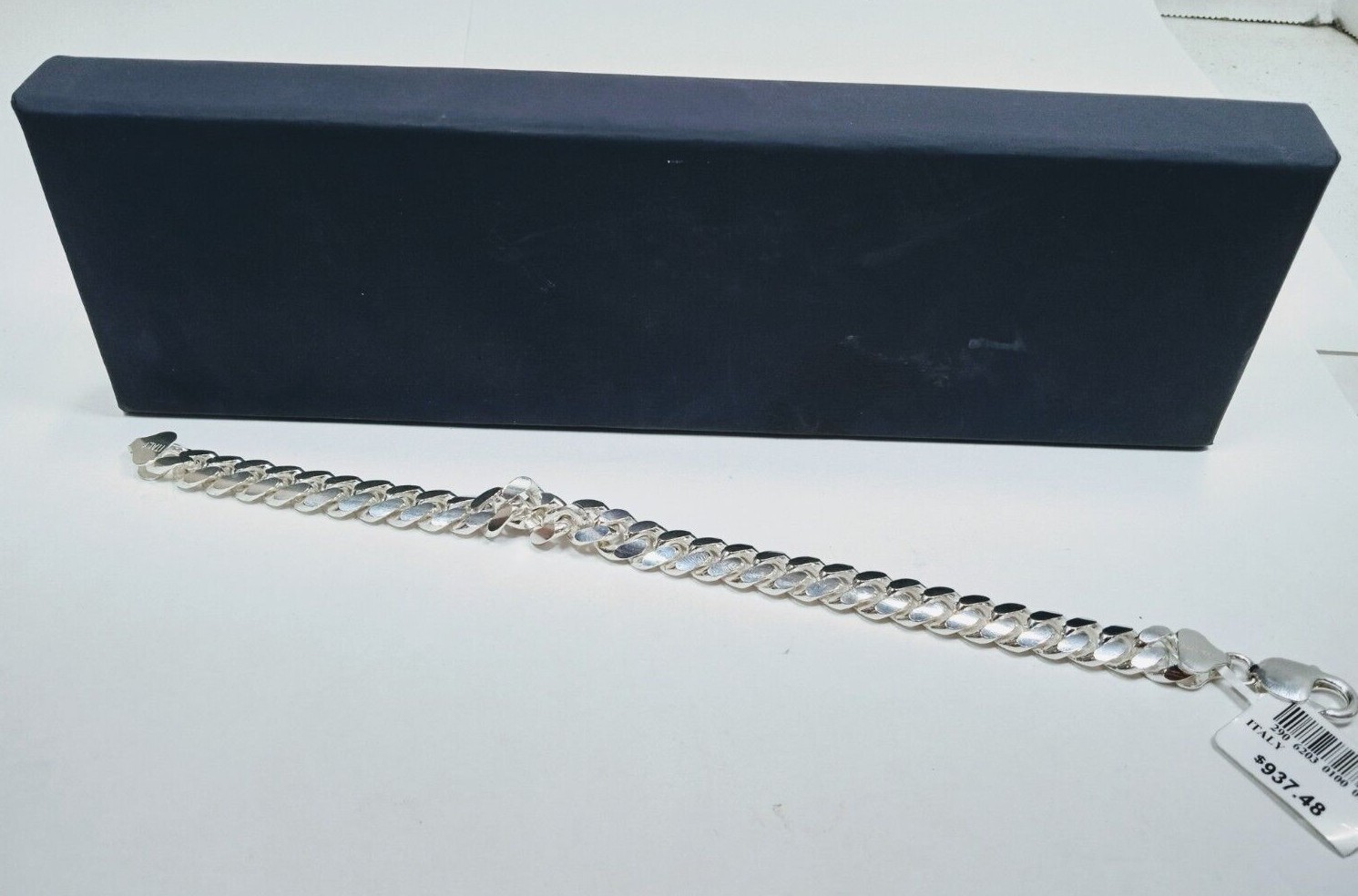 Macy's Solid Sterling Silver 9mm Cuban 9" Bracele… - image 1