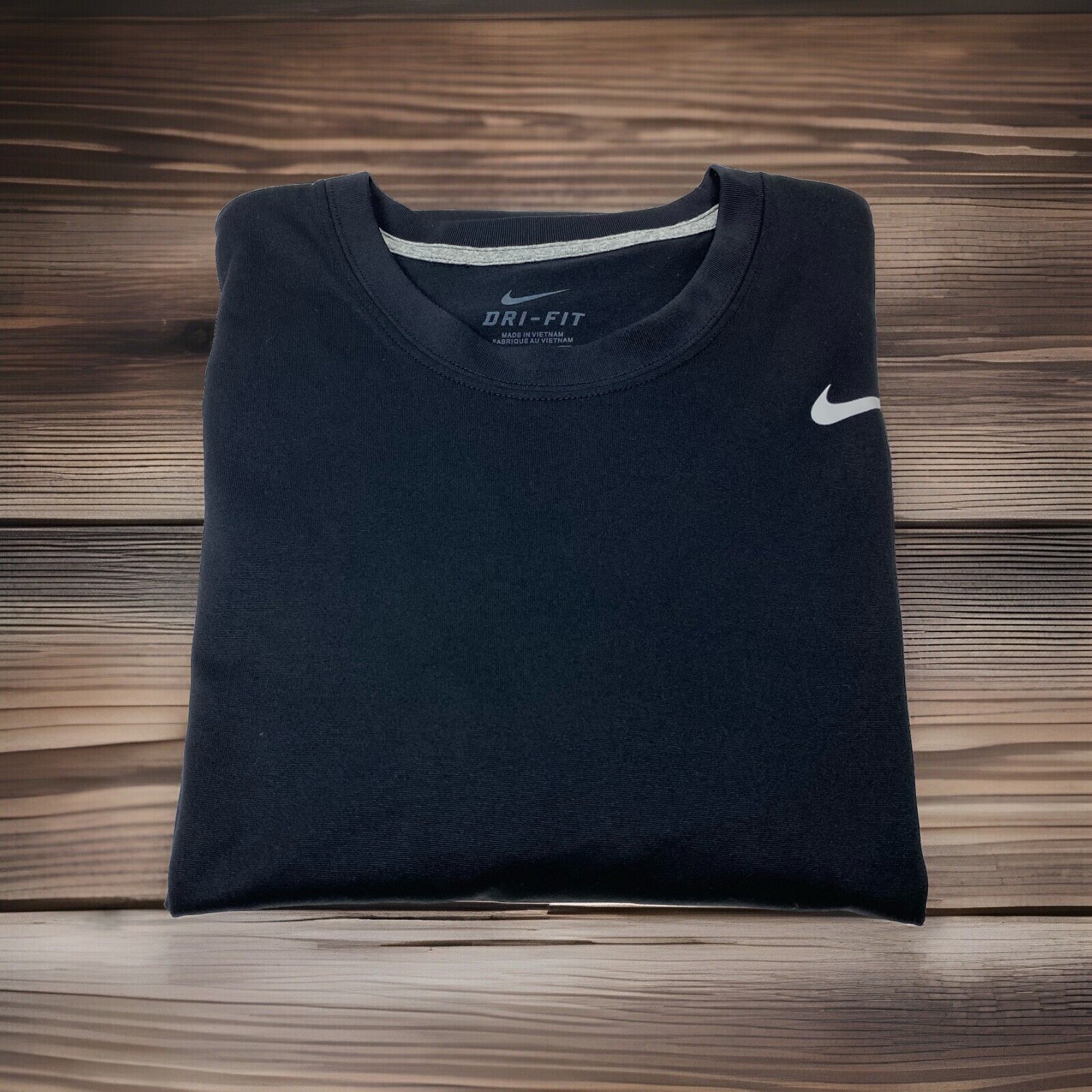 Nike Dri-Fit Men’s L Large Solid Black Lightweight Breathable Crew Neck T Shirt