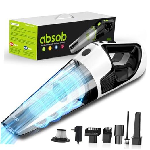 Cordless Handheld Vacuum Portable 10KPa - Lightweight Strong Black / White