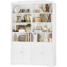 73.1" Bookcase with Doors,6 Tier Large Bookshelf with Storage,Adjustab