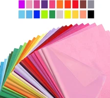 Multicolored Tissue Paper 20"x26" 100 Pack, 25 Colors, Art Tissue for Gifts, Gam