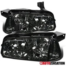 Fit 2006-2010 Dodge Charger Smoke Lens Headlights+Corner Turn Signal Lamps Pair